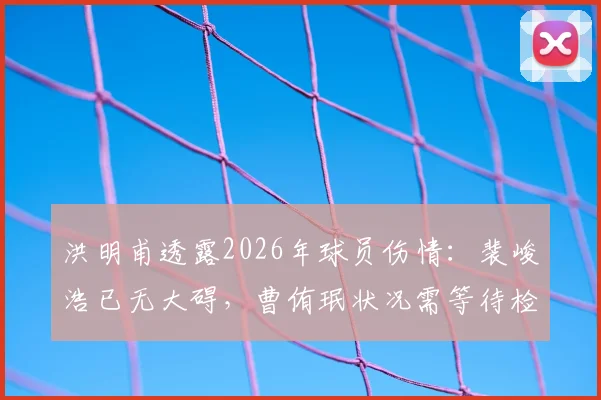 洪明甫透露2026年球员伤情：裴峻浩已无大碍，曹侑珉状况需等待检查结果，球队备战计划更新